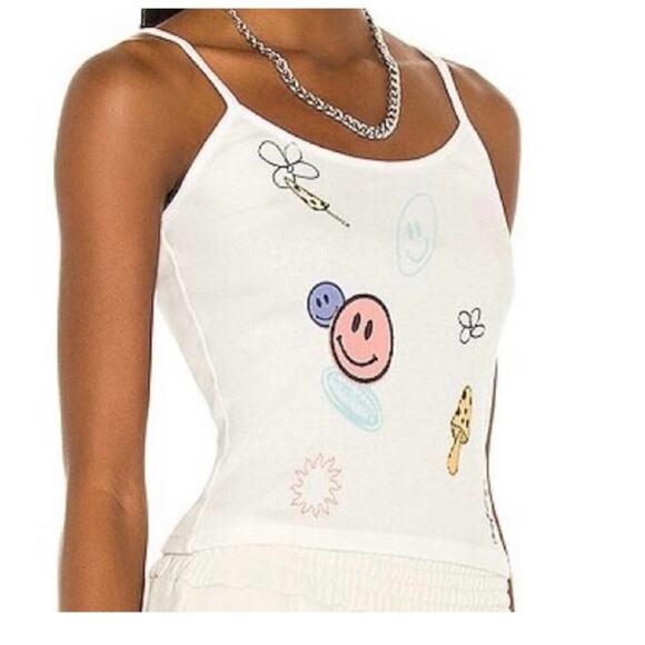 NWT Daydreamer Dreamscape Graphic Print Tank Top L White - Picture 4 of 9